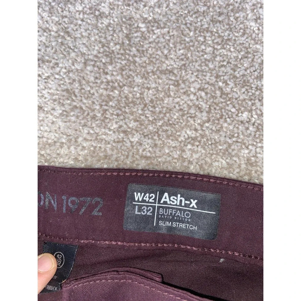 Buffalo David Bitton Jeans Ash‎ X Slim Stretch Cotton 42x32 Maroon NWT MSRP $109
